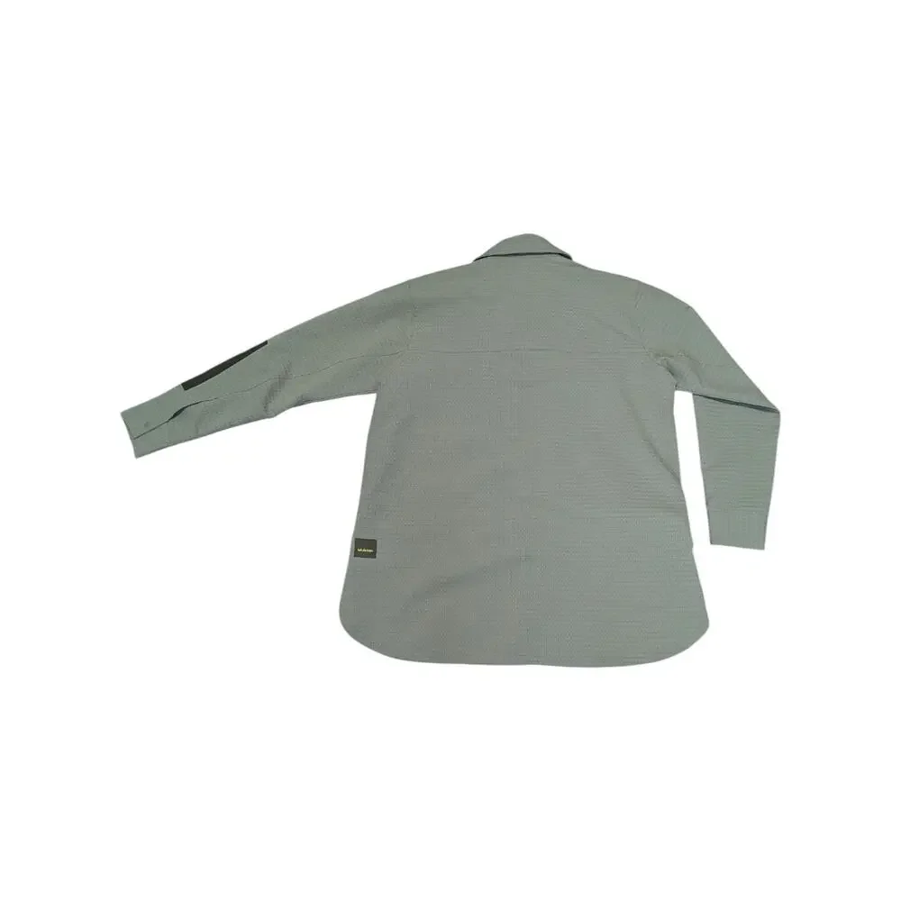 Lululemon Grid Fleece Hiking Overshirt Laurel Green Medium Olive Snap Button Top